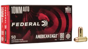 Federal Premium Centerfire Handgun Ammunition 10mm Auto 180 grain Full Metal Jacket 500 rounds