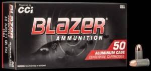 Blazer Aluminum .32 Auto 71 grain FMJ ammunition 50-round box and loose cartridges