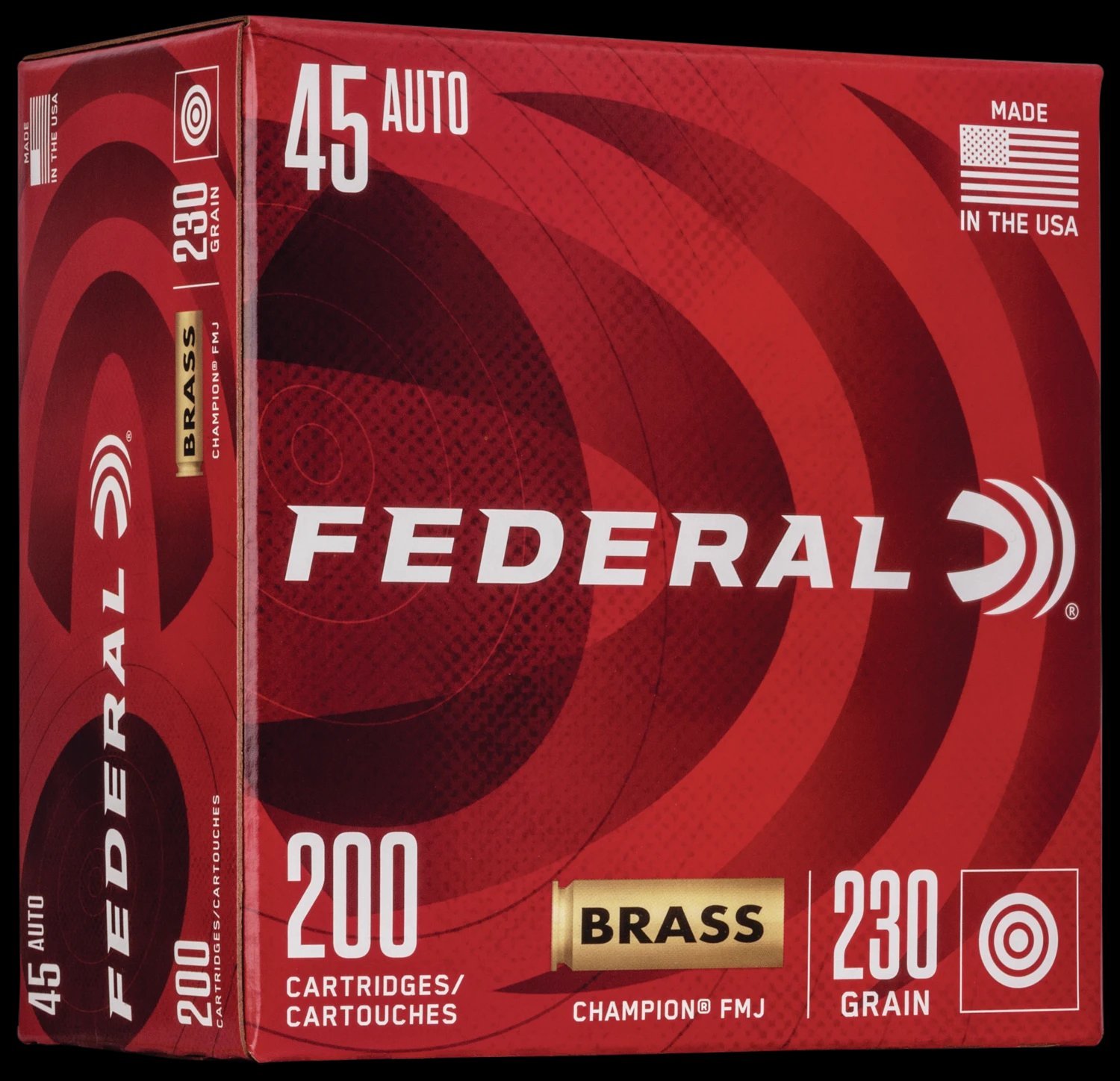 Federal Champion .45 ACP 230 grain FMJ range ammunition 200-round value pack box
