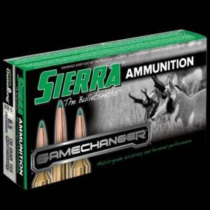 Sierra GameChanger 6.5 Creedmoor 130 grain TGK ammunition 20-round box featuring black and green packaging with pronghorn antelope artwork and three visible cartridges