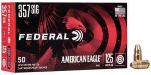 Federal American Eagle .357 SIG 125 grain FMJ target ammunition 50-round box