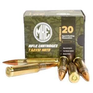 Century MKE M80 7.62x51mm NATO 147 grain FMJ ammunition 1,000-round case featuring a green camouflage 20-round inner box and loose brass cartridges