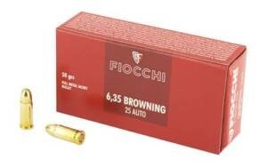Fiocchi Classic .25 Auto 50 grain FMJ ammunition, 50-round box