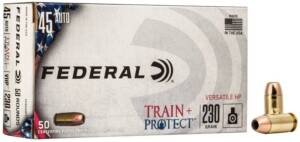 Federal Train + Protect .45 ACP 230 grain VHP personal defense ammunition 50-round box
