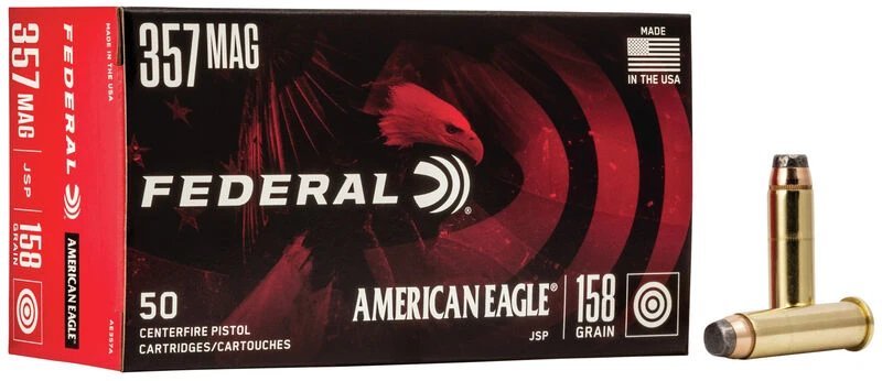 Federal American Eagle .357 Magnum 158 grain JSP target ammunition 50-round box