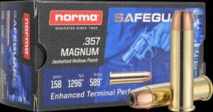 Norma Safeguard .357 Magnum 158 grain JHP personal defense ammunition 50-round box
