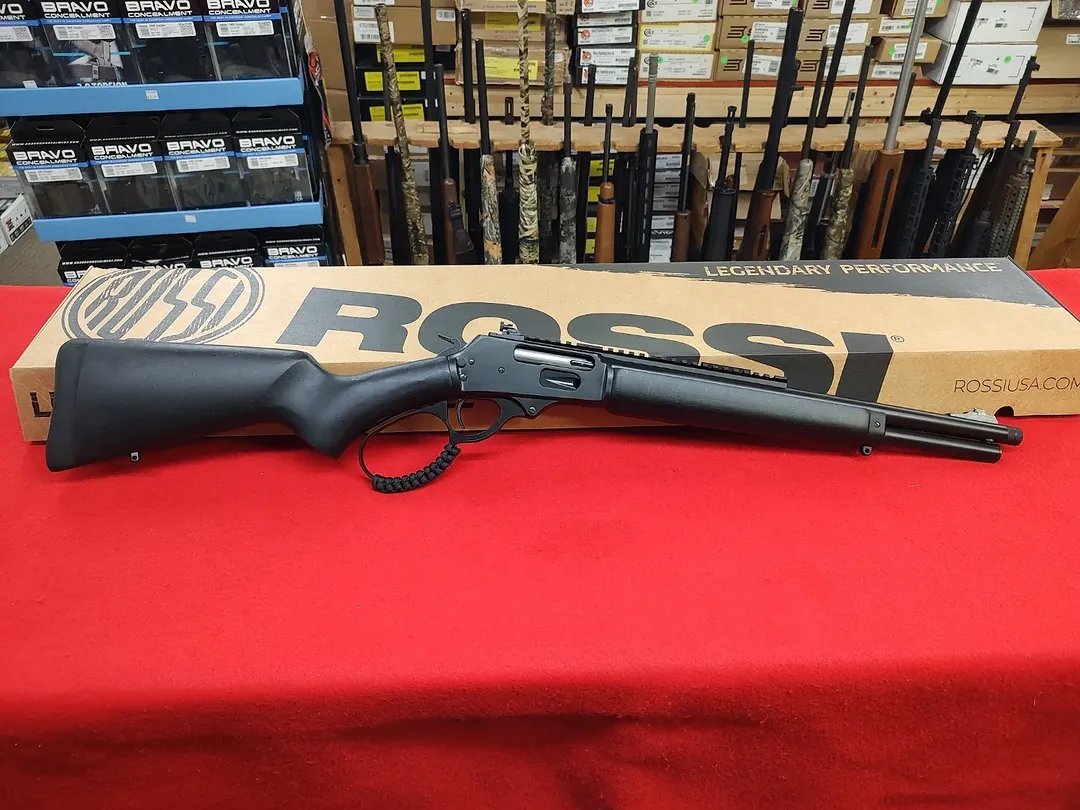 Rossi R95 Triple Black 45-70 lever action rifle side profile view