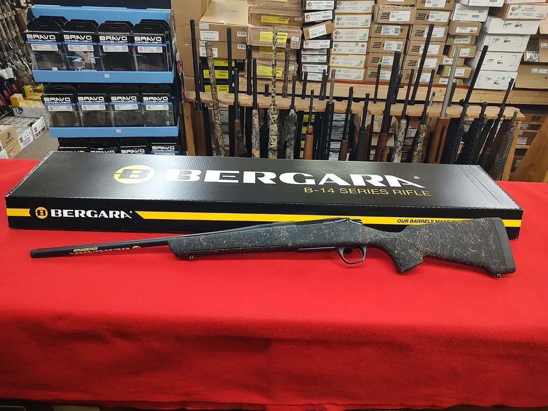 Black compact synthetic stock on Bergara B14 Stoke Rifle