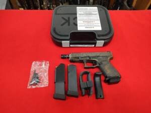 Used custom Glock 19 Gen 5 9mm with threaded barrel, 3 mags, backstraps, and factory hard case