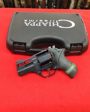Chiappa Rhino 30DS 357 Magnum revolver resting in front of black factory hard case near me